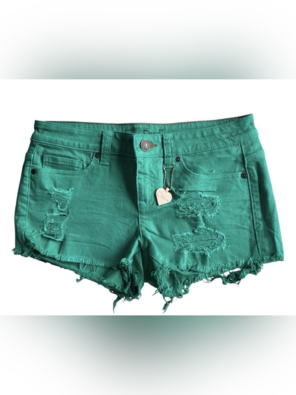 Dittos Teal Distressed Denim Shorts